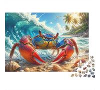 Crabe Océan Plage 1000 Pièces Mini Puzzle pour Adolescents Relaxant | 38x26cm Papier Amateurs D'art Jeu De Puzzle Décor De Bureau Surface Lisse