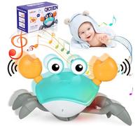 Crabe Qui Marche Bebe,Jouet Bebe 1 an,Jouet Rampant Amélioré pour Bébé,avec Interrupteur de Contrôle du Son et de La Vitesse,Rechargeable par USB, Cadeaux pour Enfants âgés de 6 Mois à 5 Ans (Vert)