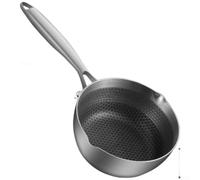 Crabop Basse Casserole 18cm 304 Stainless Steel Distribution Chaleur | Acier 304 alimentaire, fond composite, couvercle en verre, 18cm de diamètre, tous types de feux