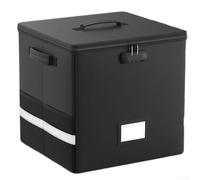 Crabop Boîte de Rangement pour Disques Vinyle Ignifuge avec Serrure, Organiseur 100+ LPs 12 Pouces en Polyester, Coffre Sécurisé pour Collection Maison