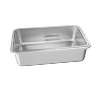 Crabop Boîte de rangement rectangulaire en acier inoxydable avec couvercle en plastique - Distributeur de nourriture sèche empilable pour riz, céréales, spaghetti, boîte de cuisine 40 x 30 cm (40 x 30