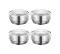 Crabop Bol à Riz 304 Isolant avec Couvercle, Lot de 4, 10.5cm | Ensemble de 4 Bols à Riz en Acier Inoxydable 304 avec Couvercle, Isolation Double Paroi Anti-Brûlure, 10,5 cm