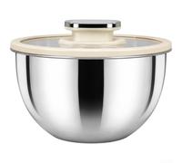 Crabop Bol à salade profond de 20 cm pour la cuisson de la pâte (grand) | Acier inoxydable 201, capacité de 3,8 L, couvercle en verre, résistant aux taches, mélange de pâte, préparation de salade