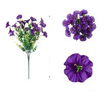Crabop Bouquet de Gloires du pour jour Artificielles en Soie et Eucalyptus Réalistes, Résistantes aux UV, 35 cm, pour Décoration de Mariage et Intérieur(Purple)