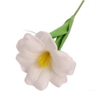 Crabop Bouquet de tulipes artificielles réalistes en polyuréthane pour décoration de bureau ou fête, 33 cm (blanc)