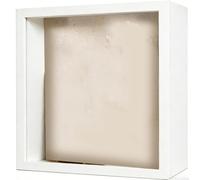 Crabop Cadre en bois avec façade en verre, vitrine profonde pour fleurs séchées et souvenirs, boîte de rangement murale pour photos (blanc, 20,3 x 20,3 cm)