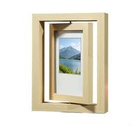 Crabop Cadre photo rotatif en bois, double affichage à 360° pour photos de 12,7 x 17,8 cm, décoration de bureau vintage pour maison, bureau, anniversaire de mariage, naturel (chêne blanc)