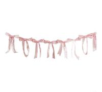 Crabop Élégante guirlande de ruban avec nœuds papillon pour décoration murale, bannière festive à suspendre pour Noël et Saint-Valentin, rose (B)