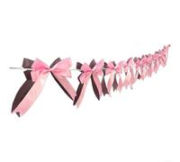 Crabop Élégante guirlande de ruban avec nœuds papillon pour décoration murale, bannière festive à suspendre pour Noël et Saint-Valentin, rose (I)