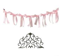 Crabop Élégante guirlande de ruban avec nœuds papillon pour décoration murale de fête d'anniversaire, bannière festive à suspendre pour Noël et Saint-Valentin, rose (A)
