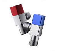 Crabop Ensemble de vannes d'angle en cuivre raffiné épaissi, poignées bleues et rouges de 1,27 cm pour un contrôle précis du débit d'eau dans les rénovations de plomberie de salle de bain