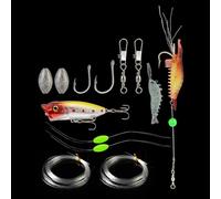 Crabop Ensemble d'outils de pêche 13 pièces avec lignes leurres et bas de ligne pour eau douce et salée Kit de survie en plein air (A)
