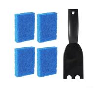 Crabop Ensemble Nettoyage Gril 5 : 4 Éponges + 1 Grattoir Nylon Résistant, pour idéal pour Barbecue Extérieur et Cuisson