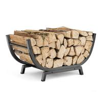 Crabop Étagère de rangement en forme de U en acier inoxydable pour bois de chauffage, panier à bûches en métal avec support pour poêle à bois intérieur et utilisation en extérieur