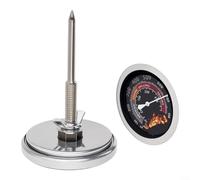 Crabop Jauge de température de barbecue en acier inoxydable de 10 à 426,7 °C - Grand cadran analogique pour griller, rôtir au four, thermomètre à viande sans pile