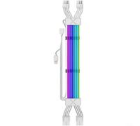 Crabop Kit d'extension de câble d'alimentation ARGB avec bandes LED, 5 V, 24 broches, 3 x 8 broches, fils en silicone blanc pour la personnalisation des jeux sur PC (2 x 8P)