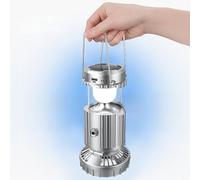 Crabop Lampe de camping LED avec haut-parleur sans fil, lumière douce à 360 °, lampe solaire rechargeable par USB, batterie externe et boussole pour randonnée (modèle standard)