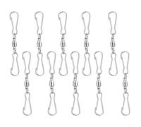 Crabop Lot de 10 crochets pivotants en acier inoxydable pour carillon éolien - Clips métalliques rotatifs à 360° pour mangeoires à oiseaux, pots de fleurs, lanternes, décoration de jardin - Argenté