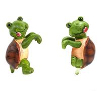 Crabop Lot de 2 décorations en résine à suspendre en forme de tortue pour décoration de jardin - Statue créative pour aquarium, bureau, pelouse, cour - Vert - 13 x 6,5 cm (pendentif tortue)