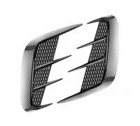 Crabop Lot de 2 faux autocollants latéraux en plastique pour grille d'aération - Noir brillant - Décoration extérieure de voiture pour SUV et camion (fibre de carbone noire)