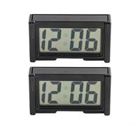 Crabop Lot de 2 horloges de voiture numériques compactes avec grands chiffres, minuterie de tableau de bord facile à lire pour montage sur grille d'aération, batterie longue durée, noir