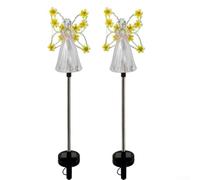 Crabop Lot de 2 Lampes Solaires Ange LED Multicolores (yellow)