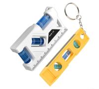 Crabop Lot de 2 outils de niveau magnétiques - Règle ABS de précision de 0,5 mm/m avec angles de 45/90/180 - Compact pour niveau à bulle pour métal - Mesure de surface en atelier - Blanc
