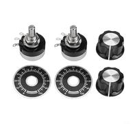 Crabop Lot de 2 potentiomètres rotatifs, résistance variable en film de carbone avec bouton, arbre de 6 mm pour contrôle du moteur et régulation de l'onduleur (100 ohm)