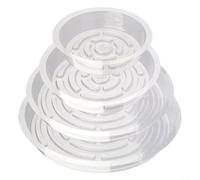 Crabop Lot de 24 soucoupes rondes transparentes pour l'évacuation de l'eau, 4 tailles de base de pot de fleurs, tapis d'égouttement pour intérieur et extérieur (24 pièces + étiquettes de plantes)