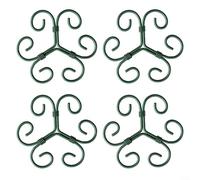 Crabop Lot de 4 supports de plantes en acier inoxydable réglables avec bande de reliure verte pour Monstera et jardin intérieur, 10,4 x 10,4 cm