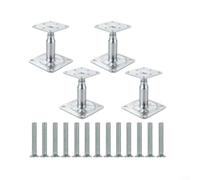 Crabop Lot de 4 supports de sol réglables en acier de 10 à 15 cm, plaque de base antirouille pour poteaux de clôture, terrasse et structures de jardin