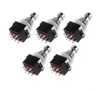 Crabop Lot de 5 interrupteurs à pédale d'effets 3PDT pour guitare, interrupteur marche/arrêt à verrouillage marche/arrêt en noir/rouge/bleu pour réparation de Stompbox à faire soi-même (noir)