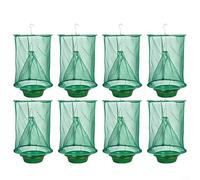 Crabop Lot de 8 pièges à mouches réutilisables à suspendre avec plateau d'appât pour une utilisation en extérieur, contrôle efficace des mouches pour granges, vergers, fermes et terrasses, vert (8)