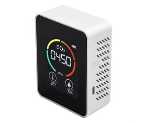 Crabop Moniteur d'air d'intérieur 3 en 1 thermomètre/hygromètre avec anneau de couleur pour une surveillance en temps réel de petite taille pour n'importe quelle pièce (blanc)