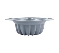 Crabop Moule à gâteau rond en silicone de 24,1 cm avec poignées et revêtement anti-adhésif pour gâteau, gelée, gélatine et pain (gris)