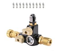 Crabop Outil de retrait de noyau de valve CVC en laiton 6,35 mm avec verre de visée, poignée en acier inoxydable pour réparation de mini-split AC, comprend 10 noyaux