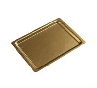 Crabop Plateau rectangulaire à bords larges en acier inoxydable avec finition dorée et argentée, 30 x 22 cm, plateau de service antidérapant pour maison, restaurant, apéritif (doré)