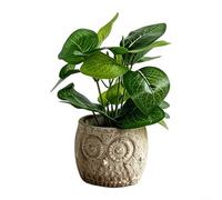 Crabop Pot de hibou fantaisiste avec 4 branches - Lierre réaliste - Plante artificielle pour la maison, le bureau, l'étagère, la verdure nécessitant peu d'entretien - Vert filet, 16,5 cm