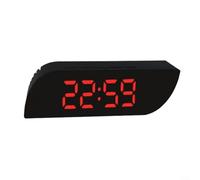 Crabop Réveil numérique LED avec miroir - Luminosité réglable - Double heure et température - Mode snooze nuit - Intensité automatique - Design élégant - 14,8 x 4,8 x 3,5 cm - Noir et rouge