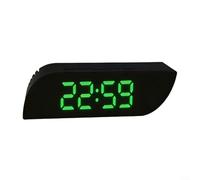 Crabop Réveil numérique LED avec miroir - Luminosité réglable - Double heure et température - Mode snooze nuit - Intensité automatique - Design élégant - 14,8 x 4,8 x 3,5 cm - Noir et vert