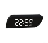 Crabop Réveil numérique LED avec miroir - Luminosité réglable - Double heure et température - Mode snooze nuit - Intensité automatique - Design élégant - 14,8 x 4,8 x 3,5 cm - Noir et noir