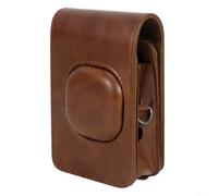 Crabop Sac rétro en polyuréthane pour appareil photo Fujifilm Instax et Mini LiPlay, étui de protection souple, avec capuchon amovible et sangle réglable pour voyage (marron)