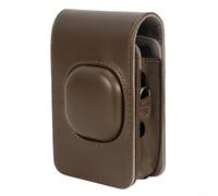 Crabop Sac rétro en polyuréthane pour appareil photo Fujifilm Instax et Mini LiPlay, étui de protection souple, avec capuchon amovible et sangle réglable pour voyage (marron café)