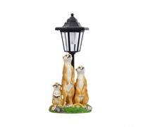 Crabop Statue de jardin solaire en forme de suricate avec lanterne en résine peinte à la main - Décoration d'extérieur résistante aux intempéries - 24,5 cm