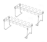 Crabop Support en forme d'aile de poulet en acier inoxydable 14 emplacements pour volaille pour griller - Accessoire de barbecue pliable pour la cuisine en plein air 13,4 x 6,5 cm