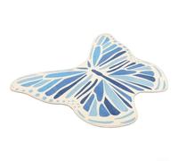Crabop Tapis doux en forme de papillon qui ne perd pas ses poils et lavable pour chambre de filles et garçons - 20 x 20 cm (bleu oiseau bleu D)
