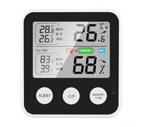 Crabop Thermomètre Hygromètre Numérique Intérieur Précis, Écran LCD, pour alarme, °C/°F, Support Magnétique pour Maison et pour chambre Bébé - (TS-9909-B)