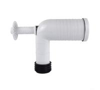 Crabop Tuyau d'évacuation de toilettes en polypropylène blanc, coude à 90 degrés, avec joint anti-parfum, adaptateur de siphon P réglable de 130 à 320 mm, pour eaux usées de salle de bain