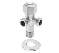 Crabop Vanne d'angle double en acier inoxydable 1/2" 2 voies d'arrêt pour salle de bain cuisine évier contrôle de connexion d'eau