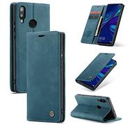 Cracedily Coque pour Huawei P Smart 2019 / Honor 10 Lite Pochette, Etui Protection Housse Premium en Cuir PU, Etui à Rabat Pochette de Portefeuille Étui Huawei P Smart 2019 Case, Bleu Vert